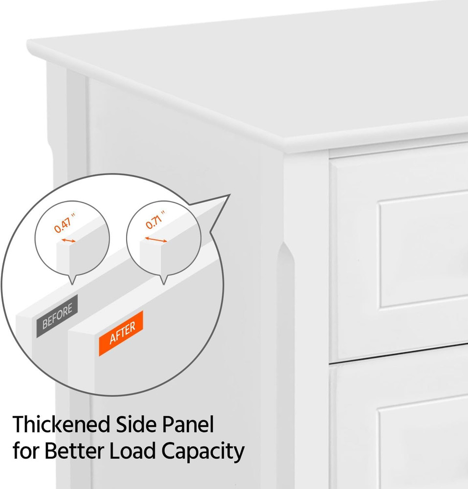 White 3-Drawer Nightstand with Solid Wood Legs for Small Spaces