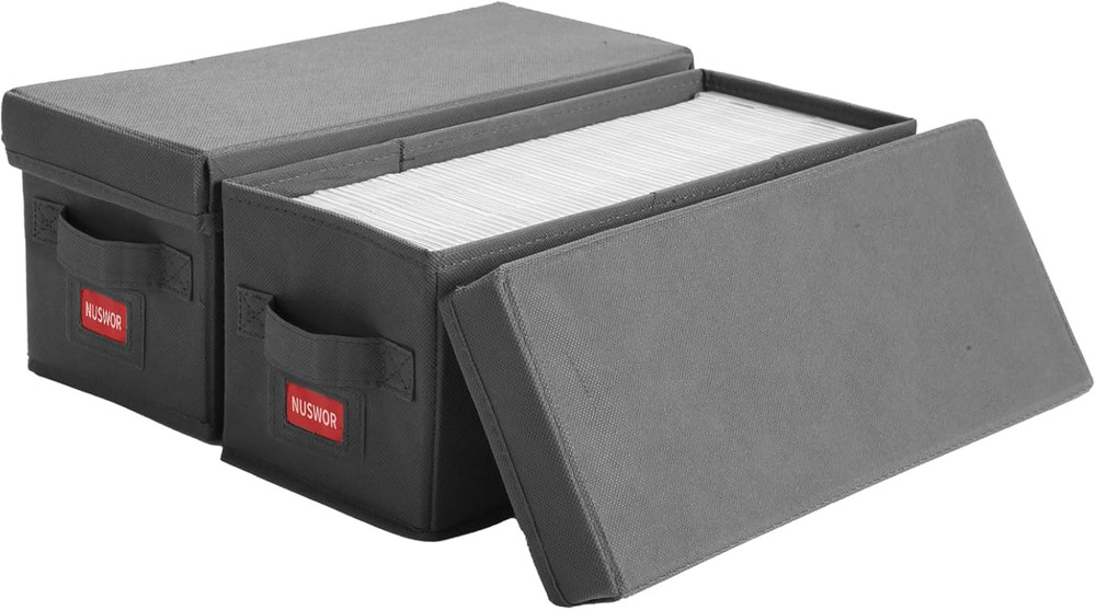 Premium CD Storage Box - Stackable CD Organizer Box with Lid - Holds 70 Jewel Ca