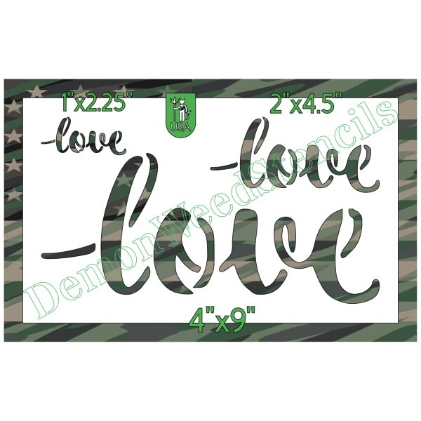 6"x10" Clear Plastic Stencil - Love (MCA160) (.007")