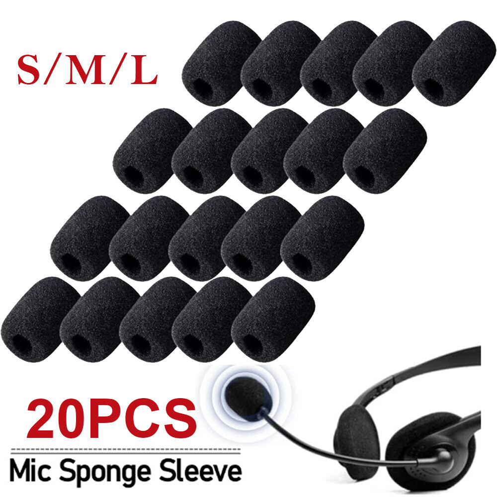 20PCS Practical Small Black Microphone Headset Windscreen Sponge Foam Mic Cover