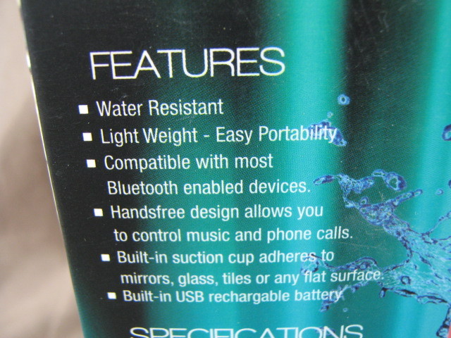Aqua Sound Water Resistant Bluetooth Speaker