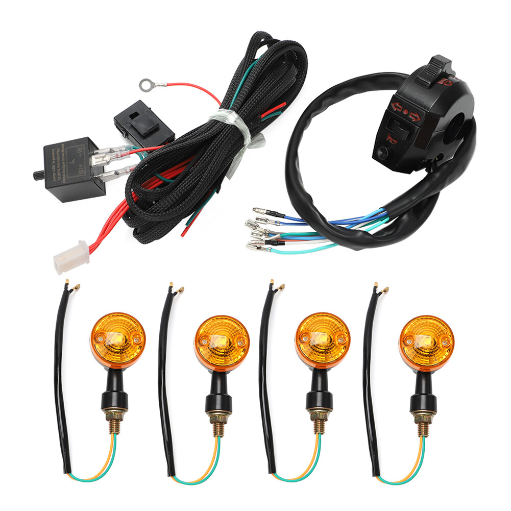 4X Universal Motorcycle Indicator Wiring Loom Harness Relay Kit Turn Signals