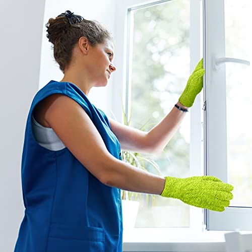 6 Pairs Microfiber Dusting Gloves, Dusting Cleaning Gloves Medium Fresh Color