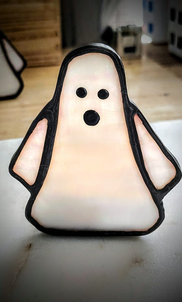 stained glass ghost tea light holder
