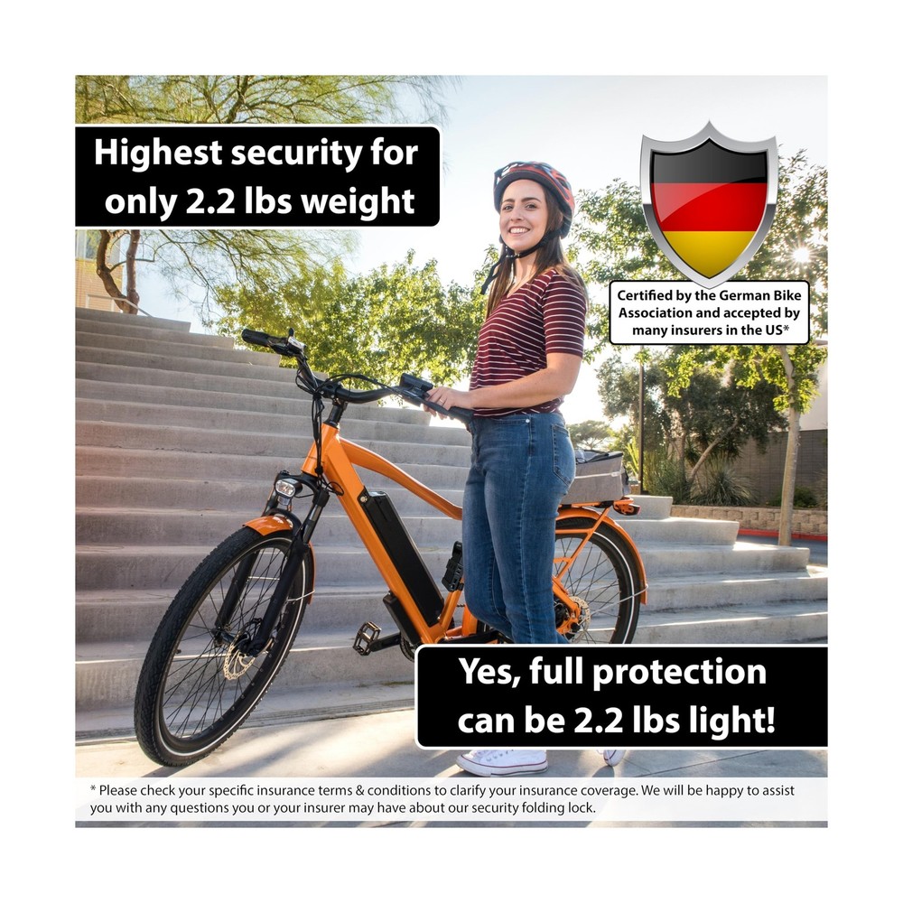 Security Folding Lock only 2.2 lbs - 35" Foldable Bicycle Lock - Ge... Fast Ship