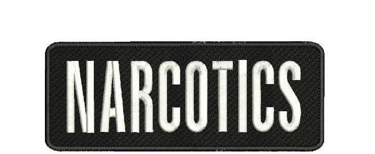 NARCOTICS embroidery patches 2x5 hook  ON BACK
