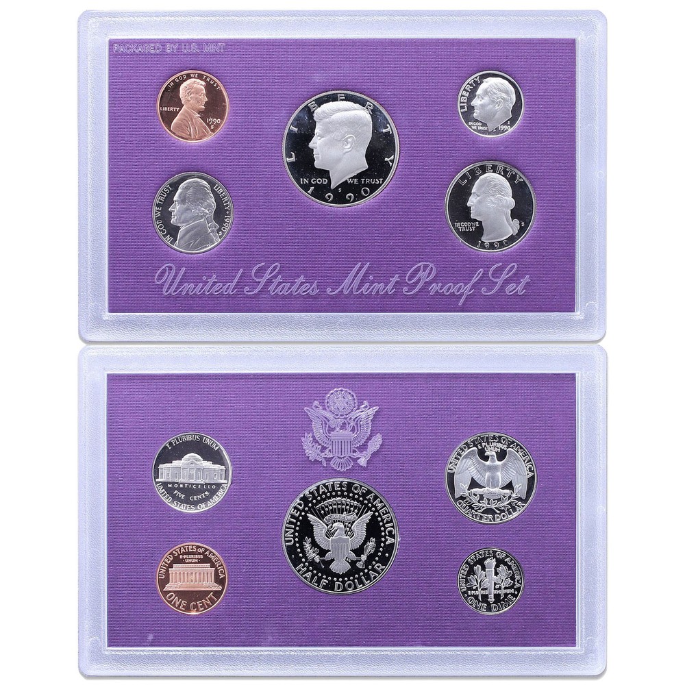 1990 S Proof Set Original Box & COA 5 Coins US Mint