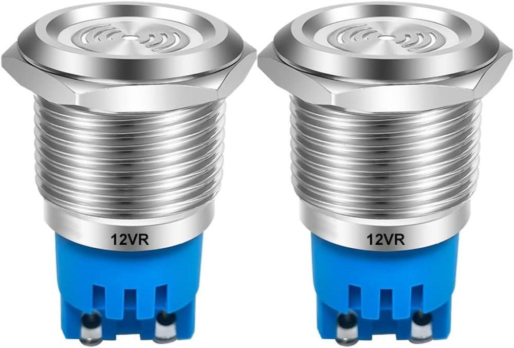 2Pcs 12V 19mm Red LED Indicator Light Buzzer 90dB for Panel DIY Projects