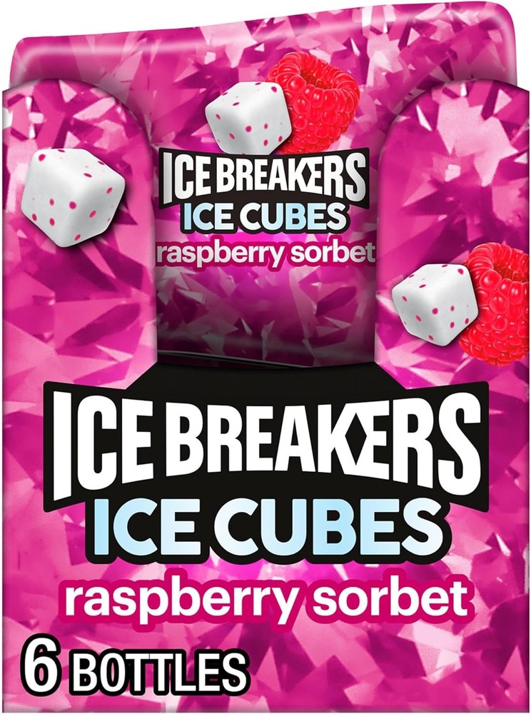 ICE BREAKERS Ice Cubes Raspberry Sorbet Flavored Sr Chewing Gum Bottles