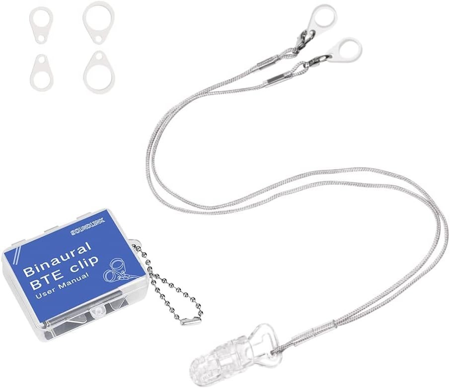 Adjustable Hearing Aid Lanyard with Clips & Silicone Loops