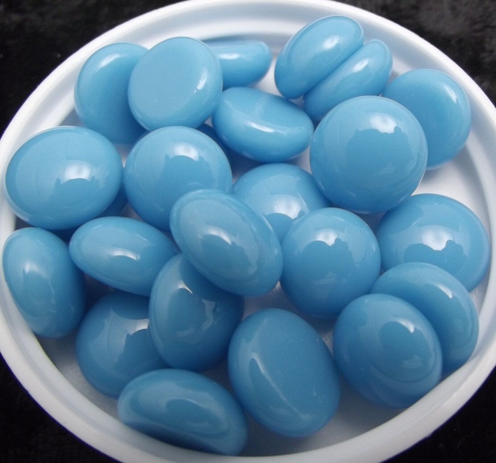 (25) 96 COE TURQUOISE BLUE Opal Handmade Glass Design Elements Dots Fusing 96COE