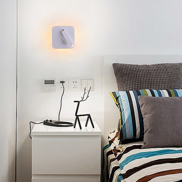 10W LED Wall Light Fixture Adjustable Spotlight Bedside Reading Lamp Dual Switch