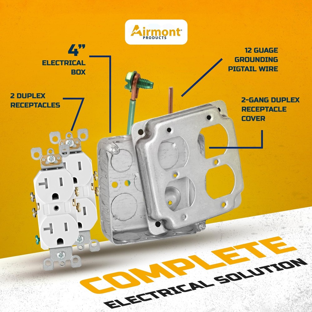 Electrical Box Bundle - 4 x 4 Inch Metal Outlet with silver
