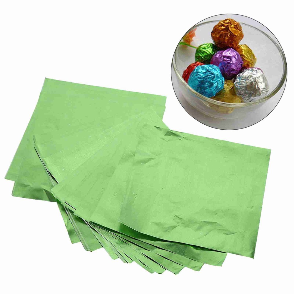 100Pcs Green Square Candy Making Foil Wrappers For Chocolate 3x3