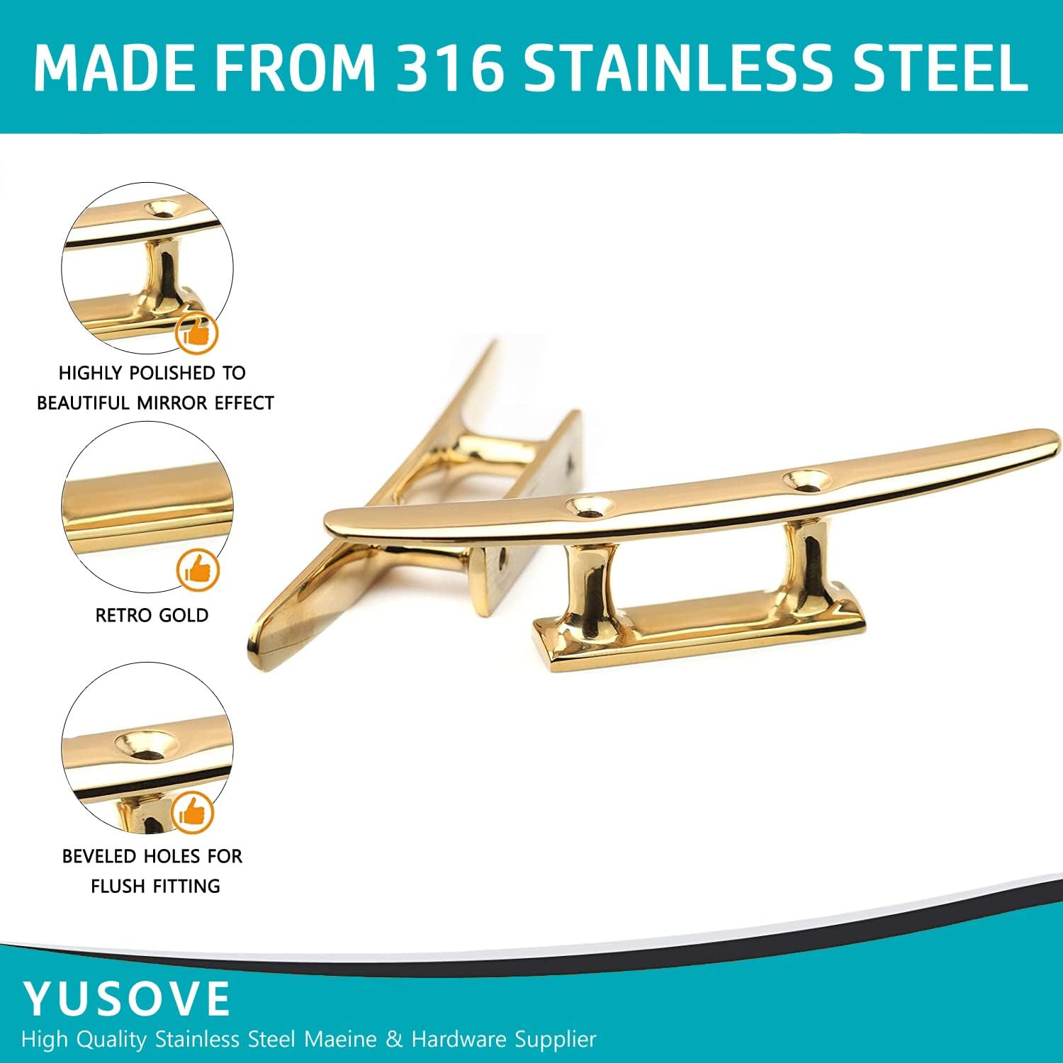 Brass Boat Cleats 6 Inch Brass Color Boat Cleat 316 Stainless Steel Boat Open Ba