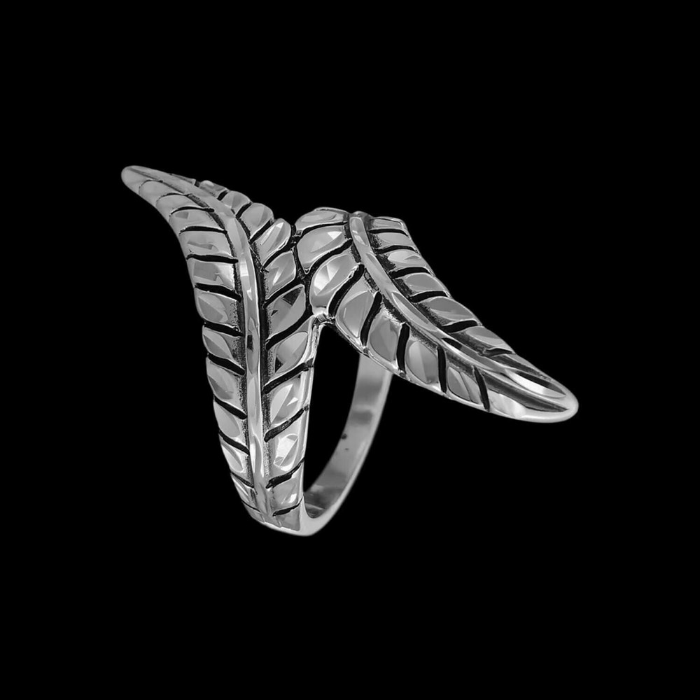 Diamond Cut Wrapped Feathers Ring