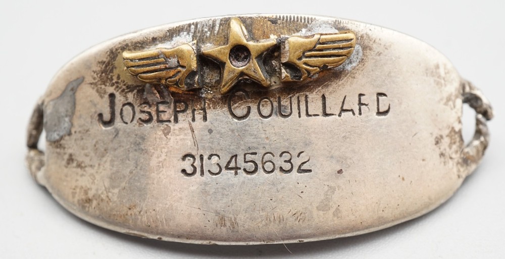 WWII Sterling Army Air Corps Pilot Named & Numbered I.D. Bracelet Center Section