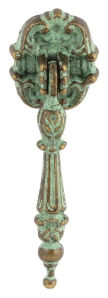 2-3/4" Decorative Rosette Single Mount Drop Pull Antique Verdigris