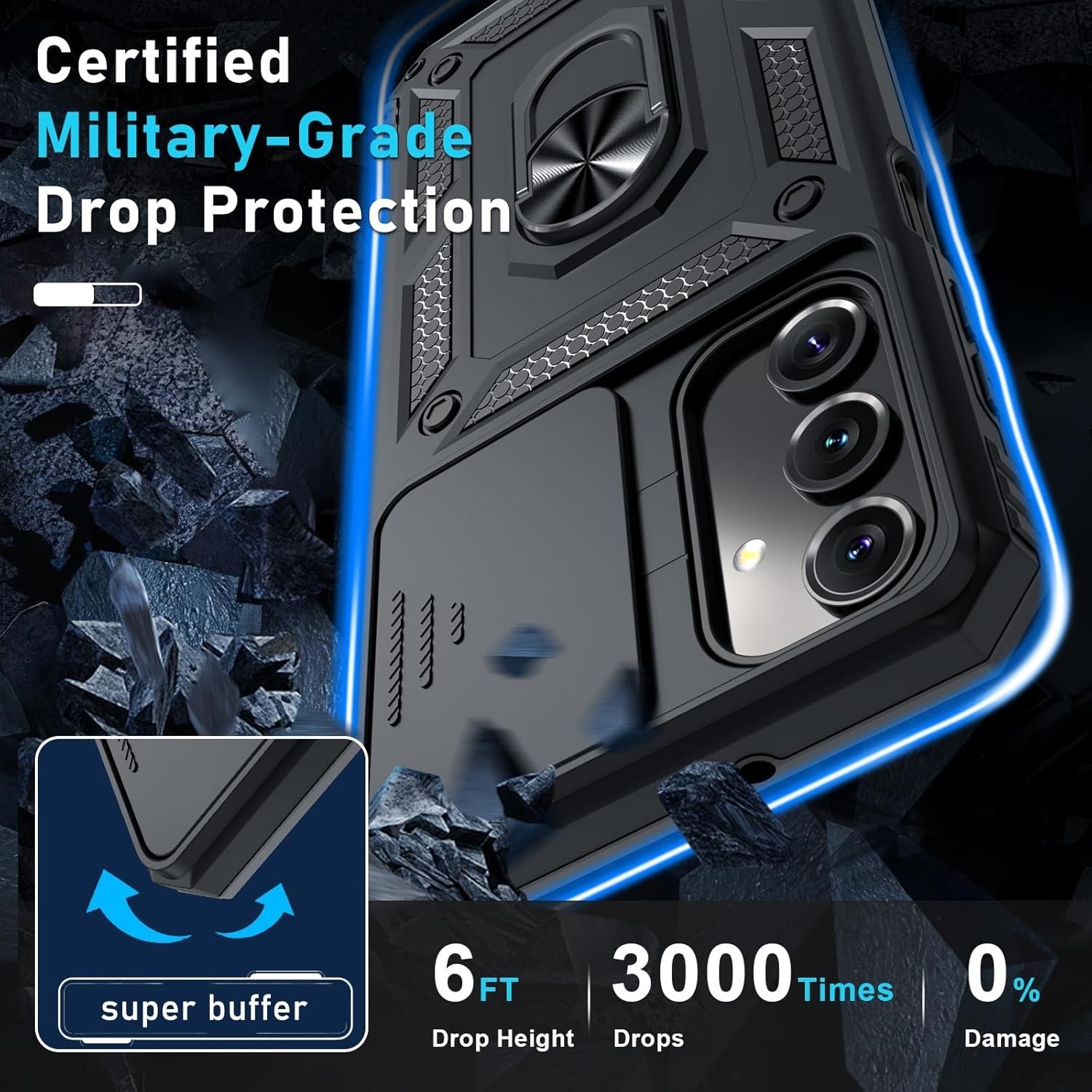 For Samsung Galaxy A16 5G Case Heavy-Duty Tough Dual Layer Cover +Tempered Glass