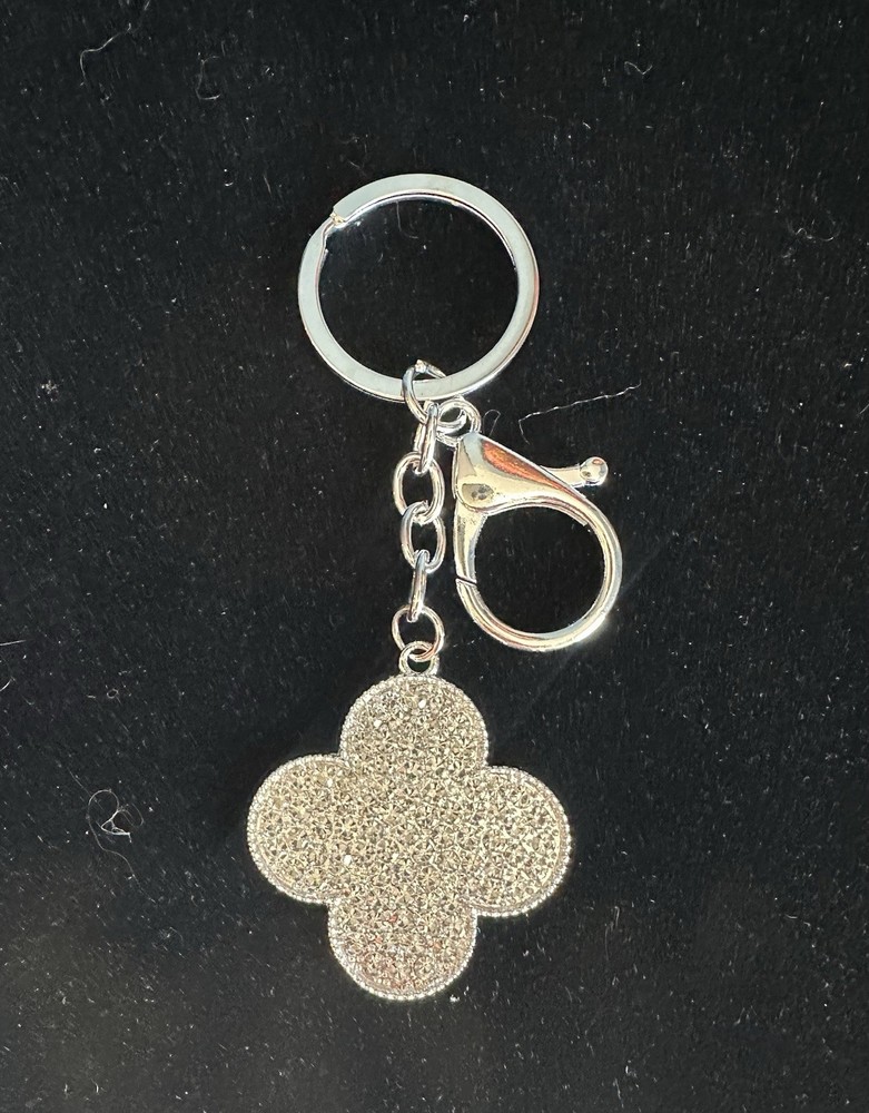 Rhinestone 4 Leaf Clover Gold Keychain