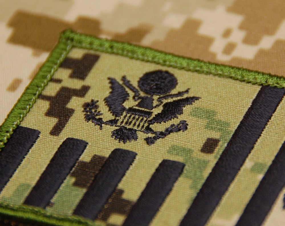 NWU Type III US Coast Guard Ensign Flag & Reverse US Flag Patch Set AOR2 Hook