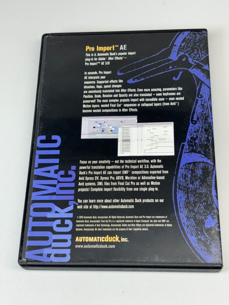 AutomaticDuck Pro Import AE 3.0 Plugin for After Effects 5.5 - Vintage Apple Mac