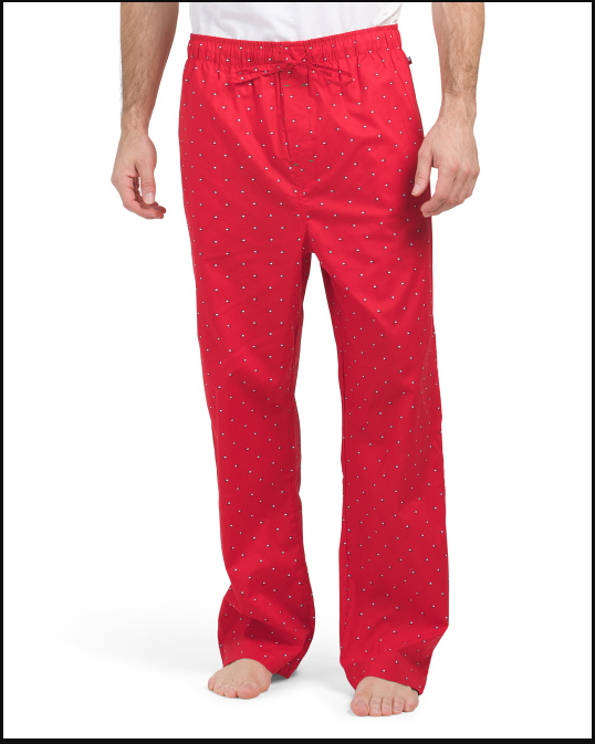 Tommy Hilfiger Men’s Pajama Lounge Sleep Pants Large Red Allover Logo MSRP$42