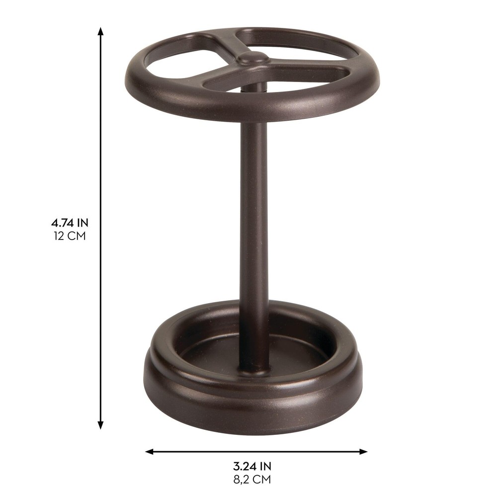 iDesign Toothbrush Holder for Bathroom - 3-Section Stand Bronze