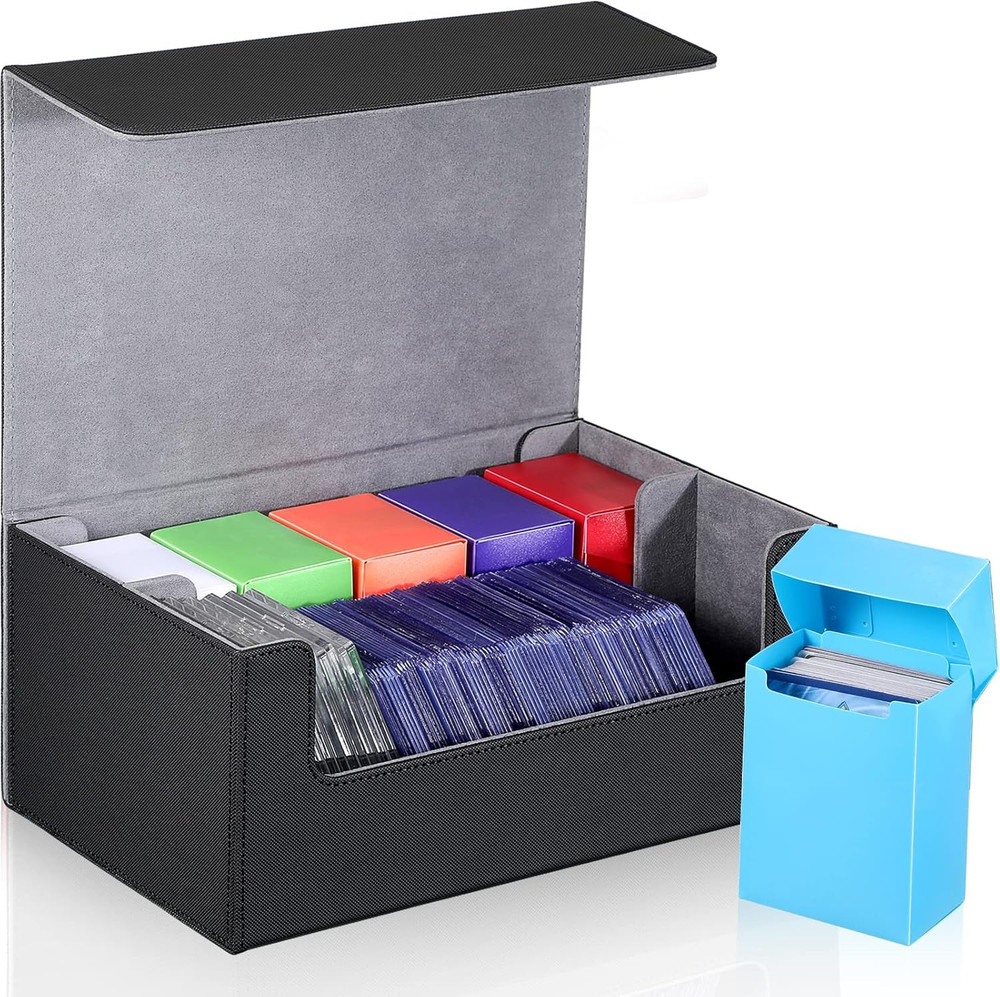 7 Pcs Deck Card Boxes, 1 Leather Deck Storage Case with 6 Plastic Trading Card S