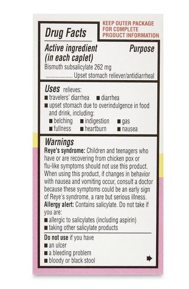 Equate Stomach Relief Caplets, 262 mg, 40 Count