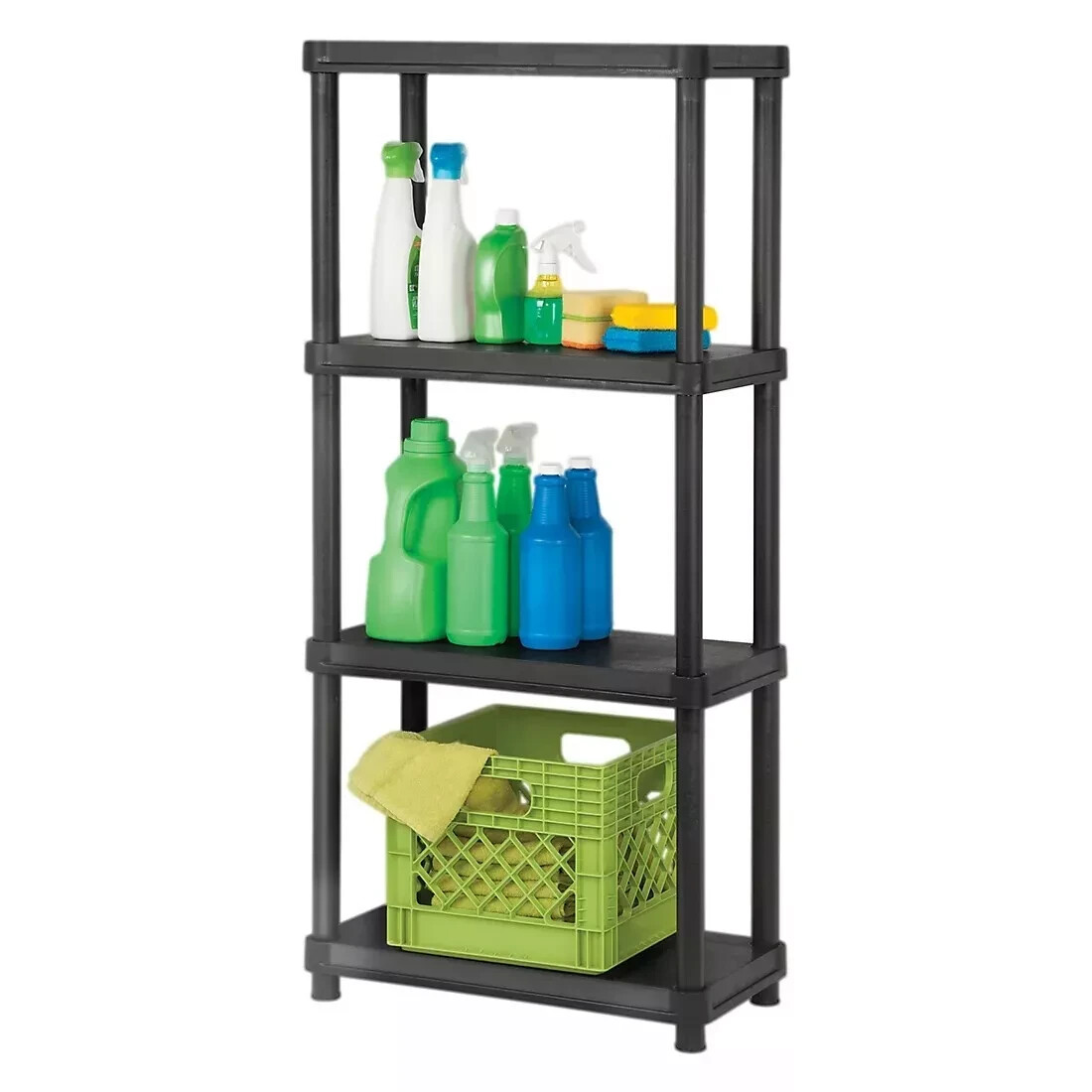 4 Tier Plastic Shelf Storage Rack Shelving Unit Garage Laundry Kitchen Shelves