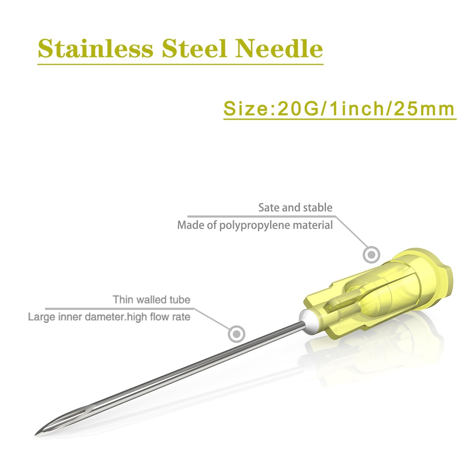20 Gauge 1 inch Needle (100Pack),Luer Lock Industrial 20G-1 IN 25mm