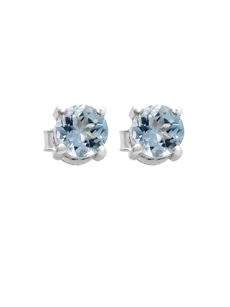 Swiss Blue Topaz Solid 925 Sterling Silver stud Earrings