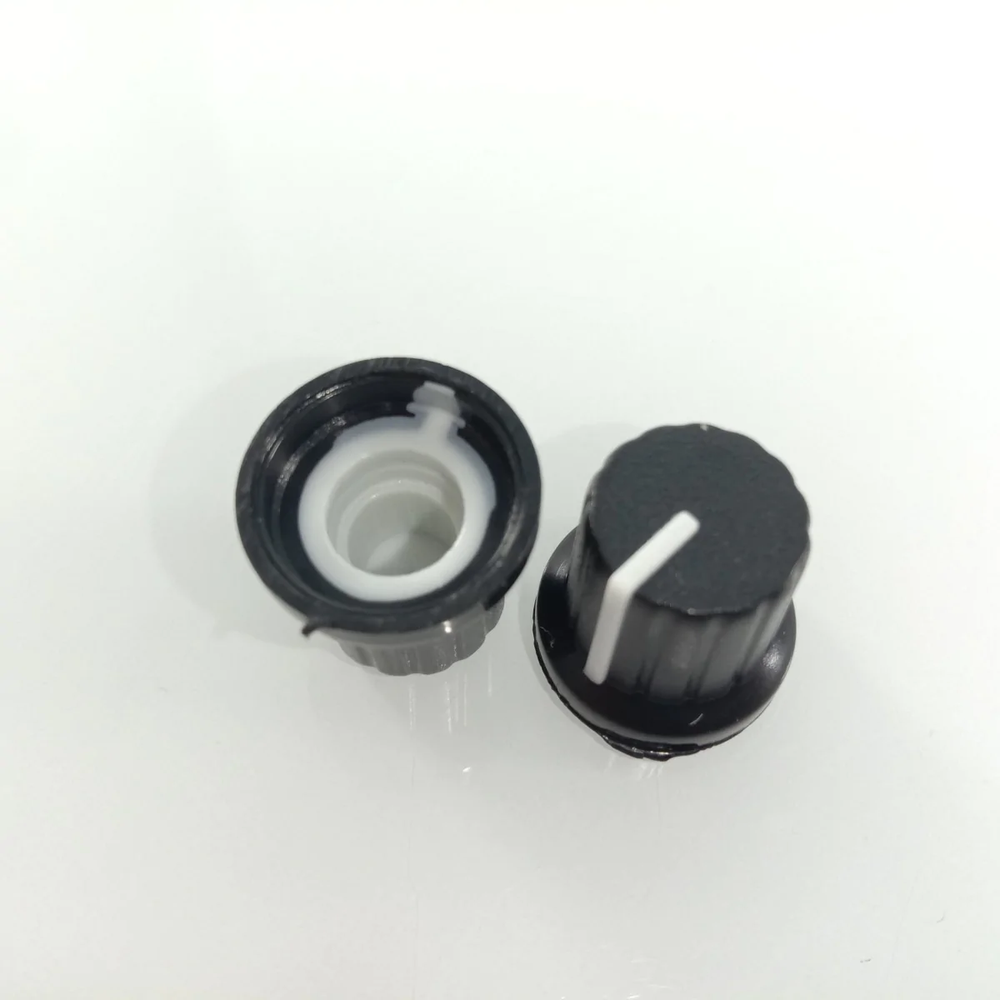 10pcs 6mm Diameter Shaft Hole Plastic Threaded Knurled Potentiometer Knobs Caps