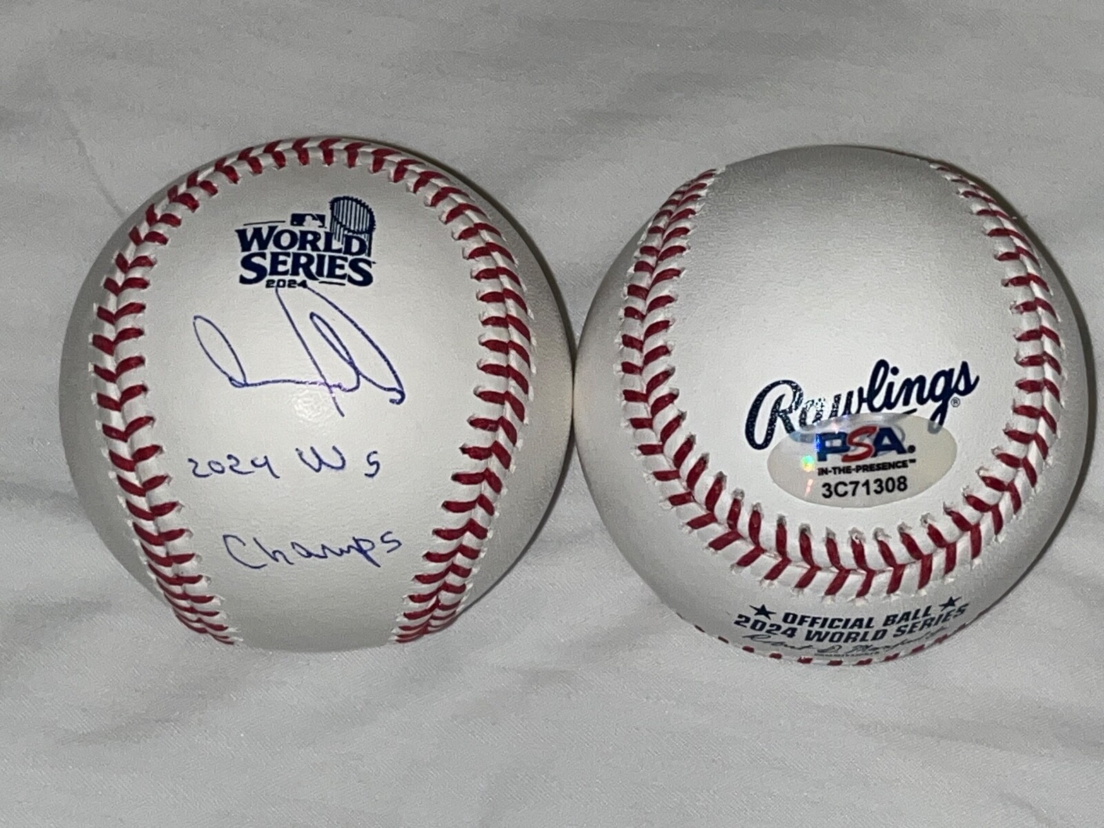 Andy Pages Dodgers Auto Signed 2024 World Series Baseball PSA Wit WS Champs .