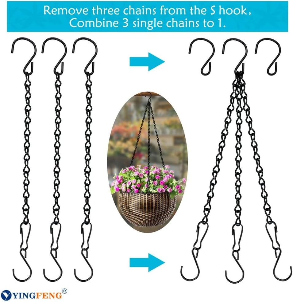 Adjustable Black Hanging Chains 10 Pack - Perfect for Planters & Wind Chimes