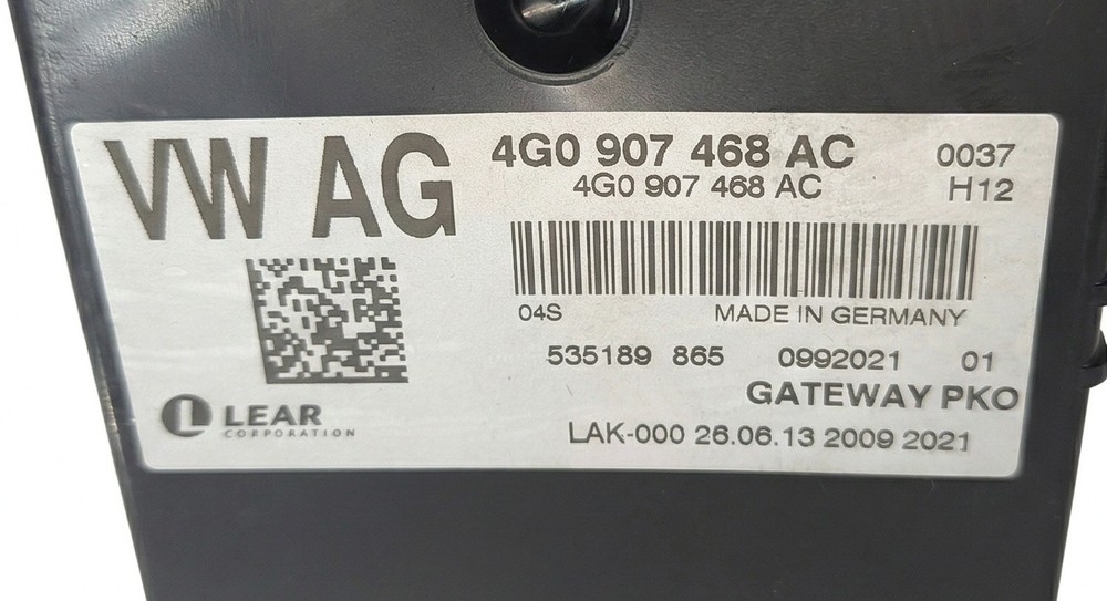 2014 AUDI A7 (C7 4G8) 3.0L SUPER (CTUA) CENTRAL GATEWAY CONTROL MODULE