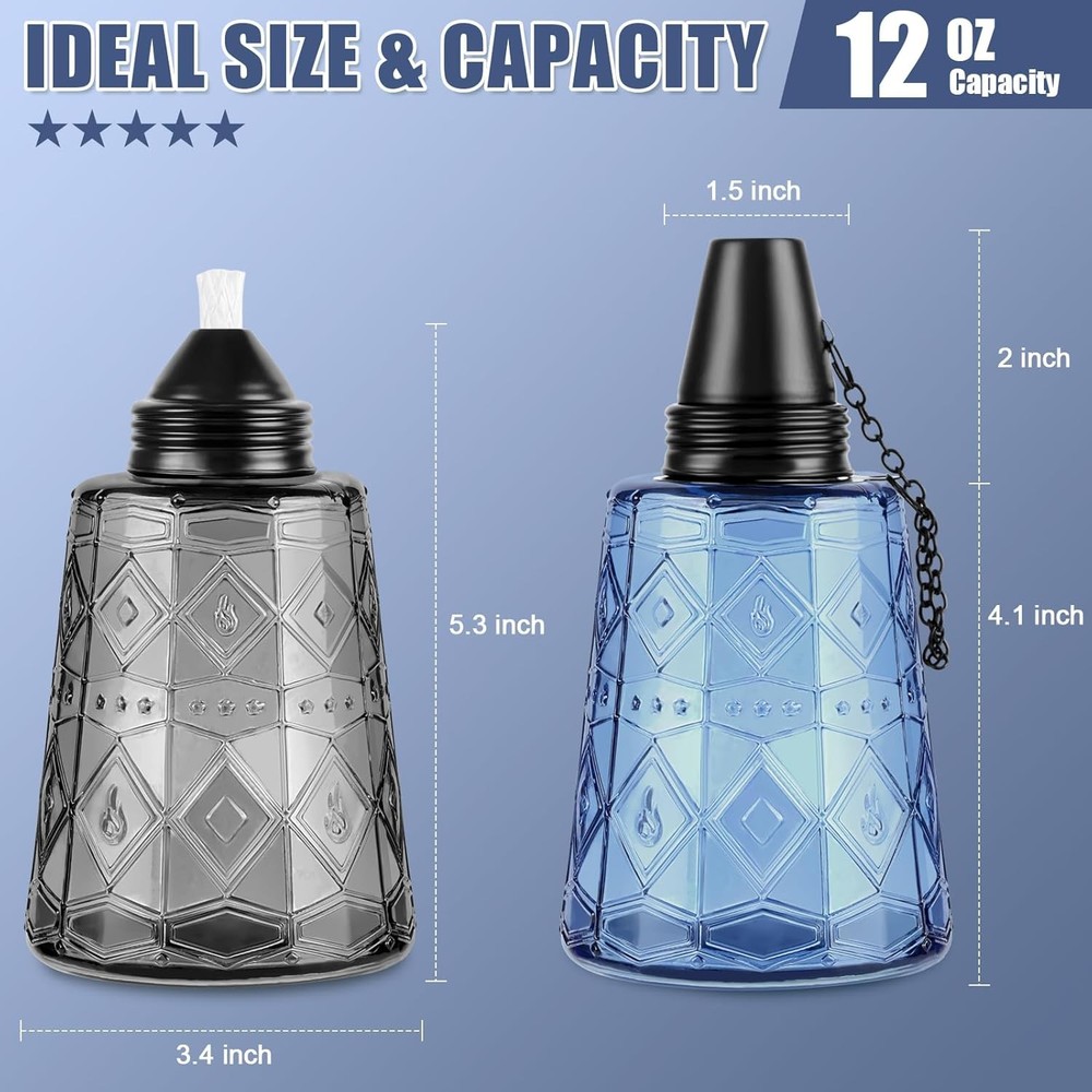 4-Piece Glass-Top Aromatherapy Lamp Set - Refillable Citronella Diffuser Jars