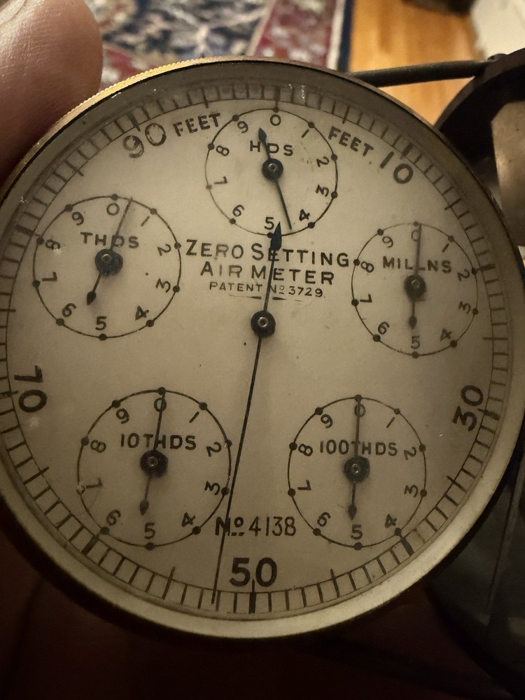 Antique Brass Air Meter Anemometer Circa 1900 Mining Tool