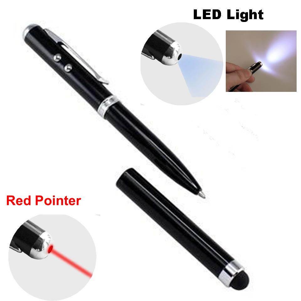 2X 4-in-1 Ballpoint Pen + Stylus + Pointer + LED Light For Tablet Smartphone PC