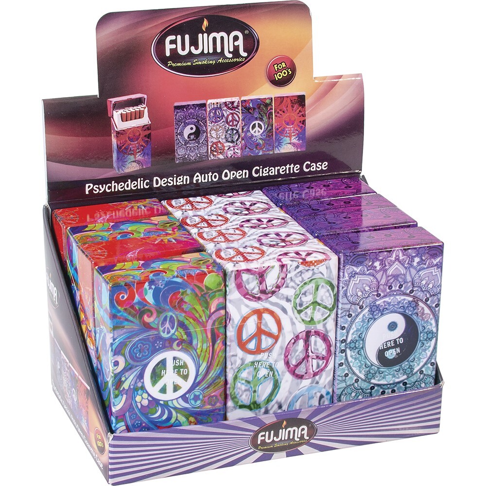 12 Peace, Yin Yang, Psychedelic Design Cigarette Case Pack Holders for 100mm