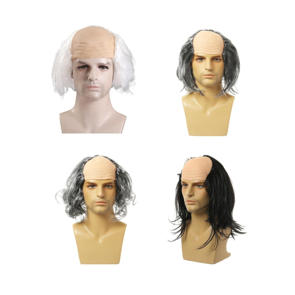 Bald Wig Comfortable Head Circumference 58~60cm Balding Crazy Scientists Wig for