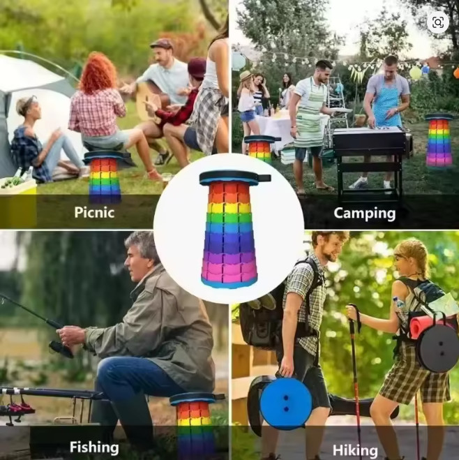 Portable Telescopic Folding Chair Adjustable Height Lightweight Camping Stool