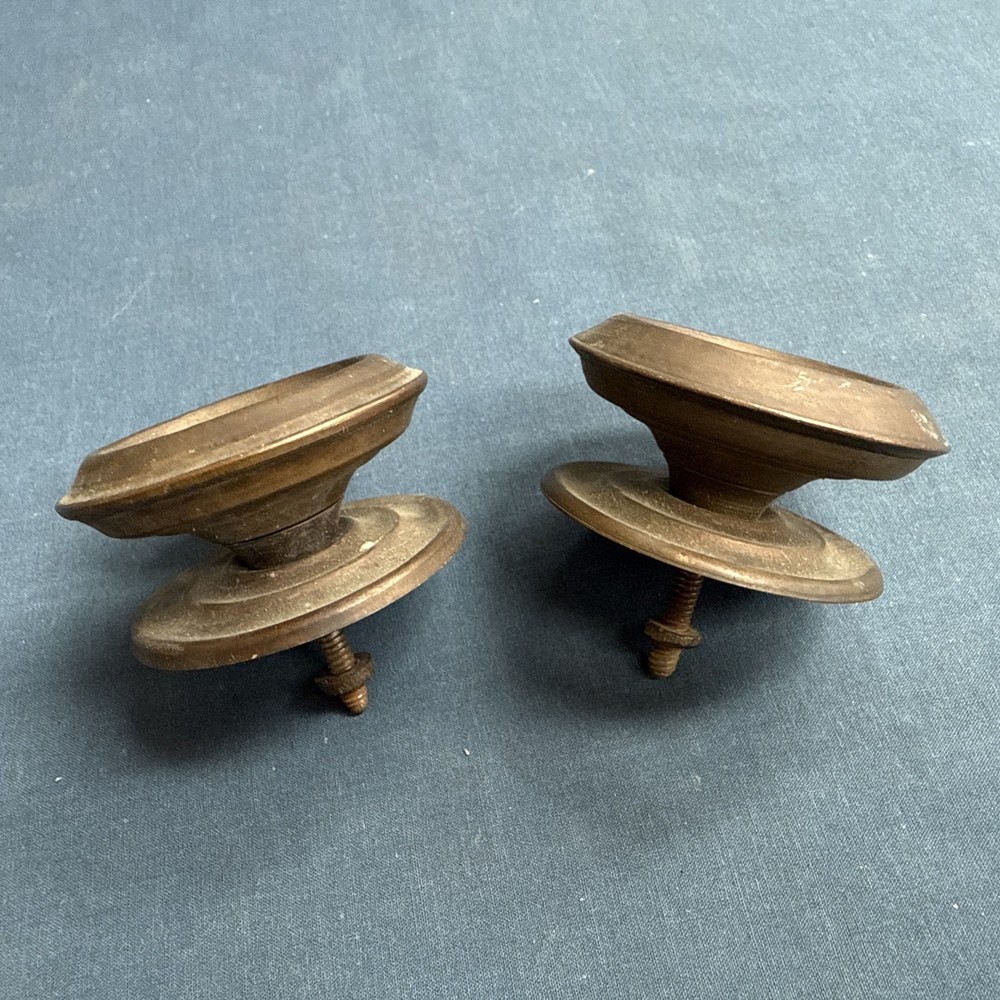 2 Antique Brass Drawer Pull Knobs Federal Pull Handles Furniture Hardware
