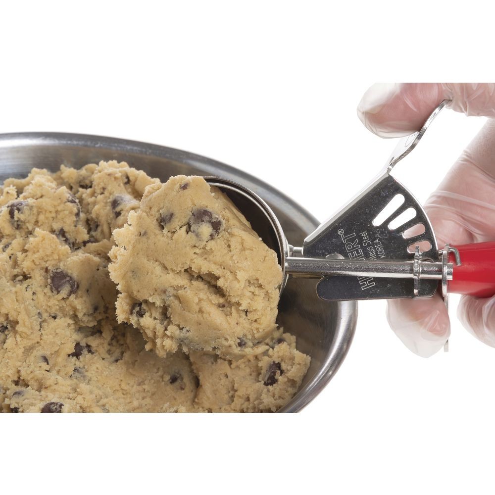 HUBERT® 1 3/4 oz Portion Control Disher with Red Polypropylene Handle - #24