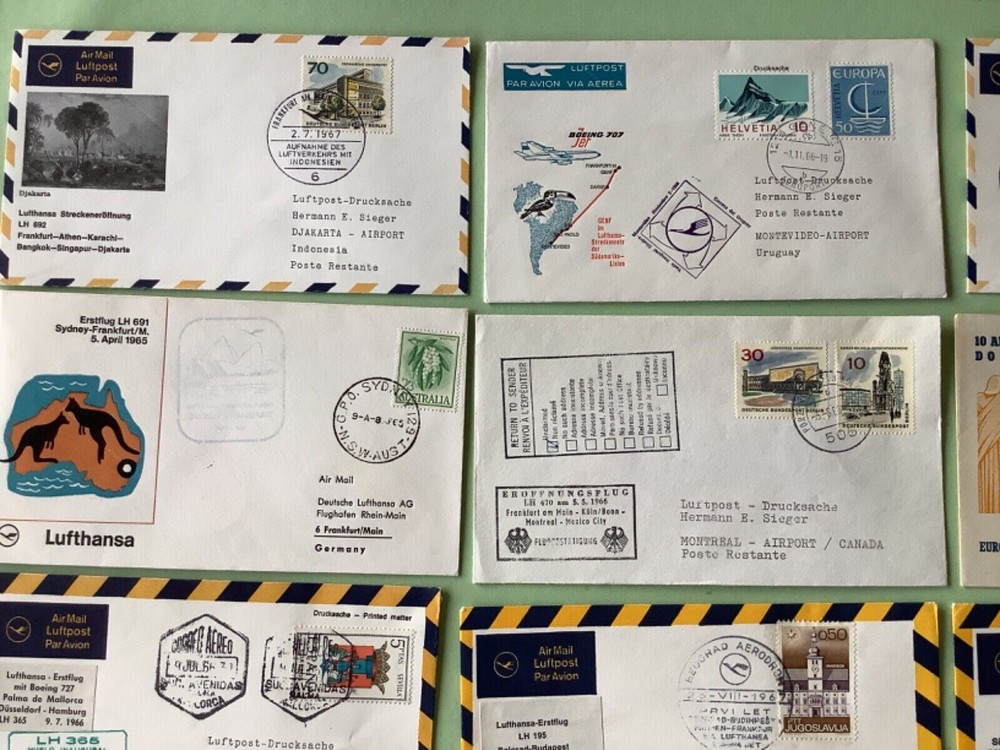 Airmail flight covers 12 mixed items RefA1634