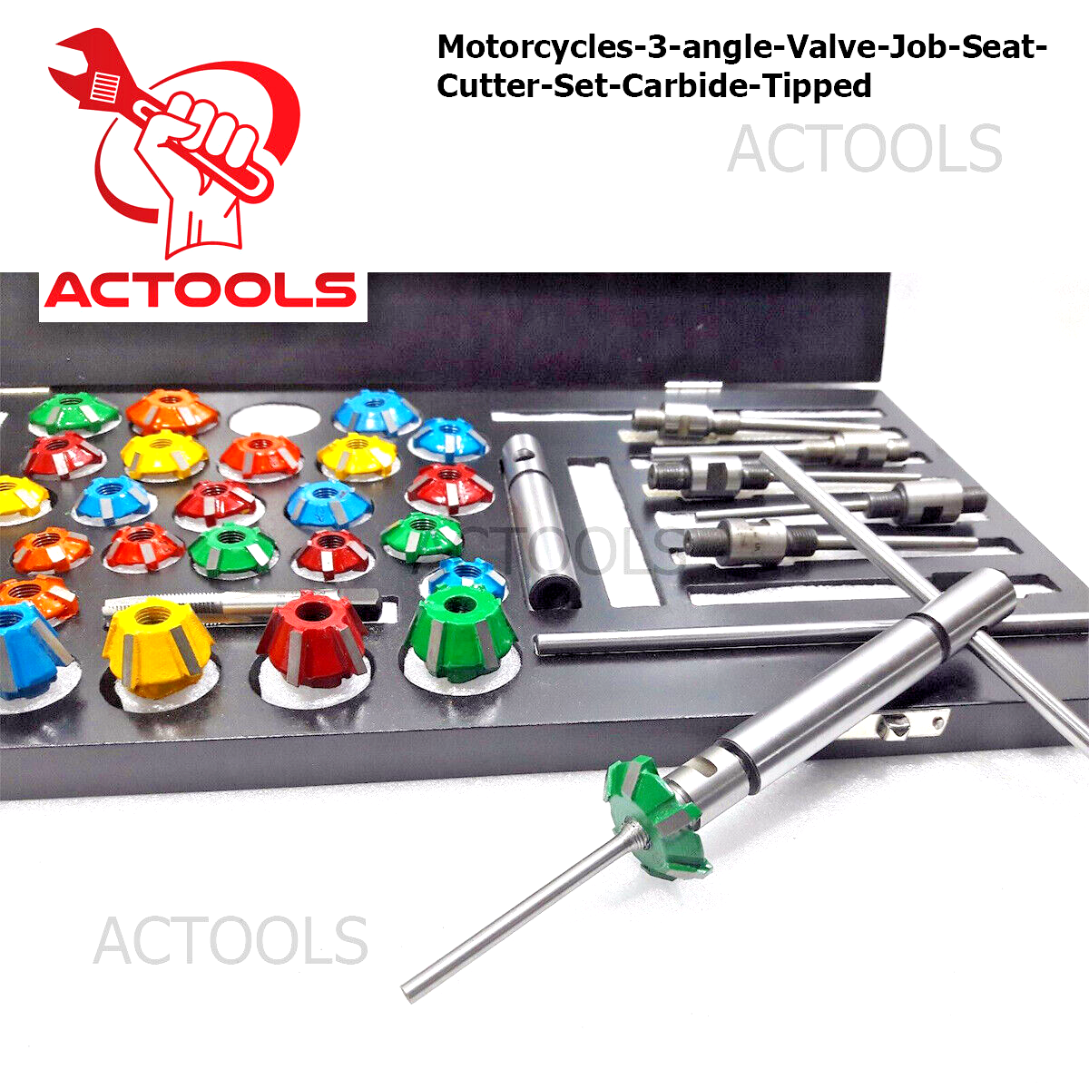 New Valve Job Seat Cutter Set Carbide Tipped for Motorcycles 3 angle USA ACTOOLS