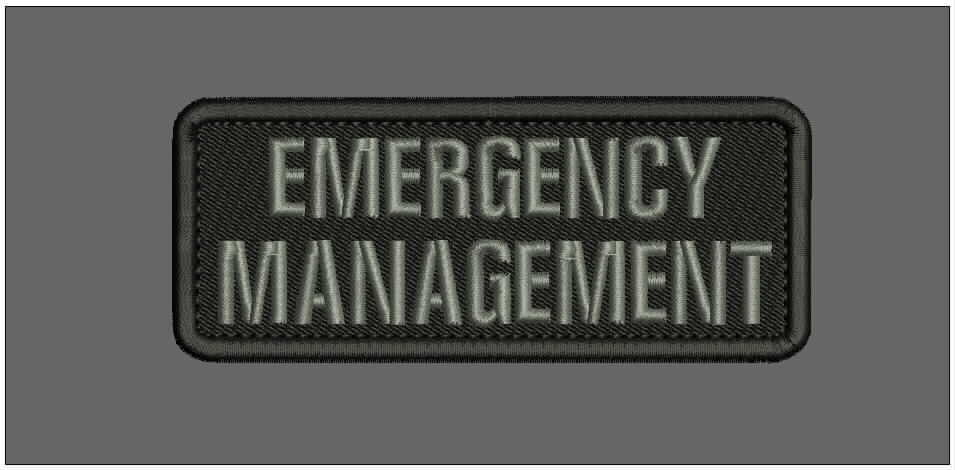 E Management Embroidery Patch 2x5 hook on back blk/white & BLK/gray