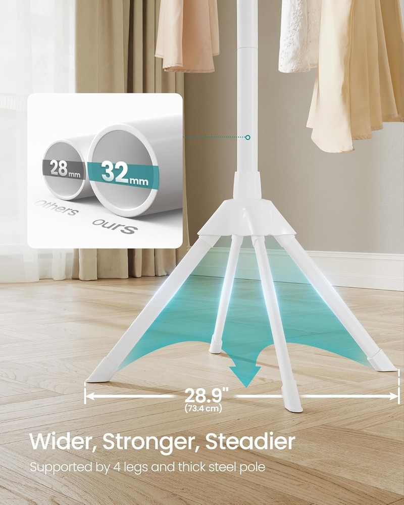 Clothes Drying Rack W/ Bamboo Hanging Rods Foldable Metal Laundry Rack
