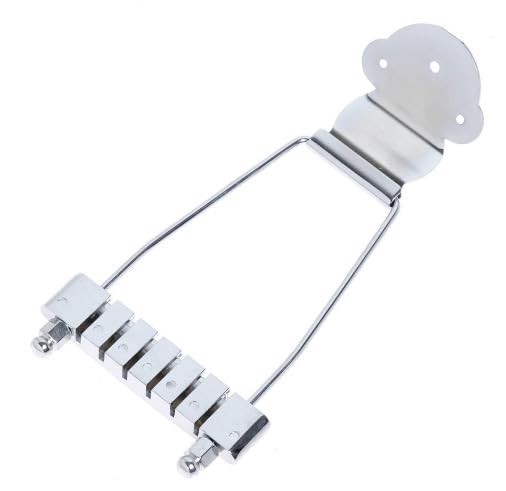 FarBoat 6-String Trapeze Tailpiece Bridge Metal Replacement Silver